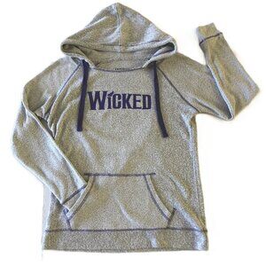 Wicked the Musical Hoodie Sweatshirt Pullover Size M Kangaroo Pocket Gray Purple
